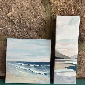 Blue and Cream Minimalist Seascape Painting